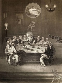 Institution of the Holy Sacrament, New Testament, steel engraving 1853, digitally restored