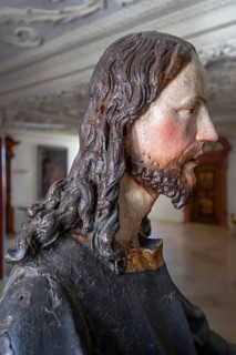Palmesel wooden figure around 1880, Christ detail, Dominican convent Wettenhausen, Swabia, Bavaria,
