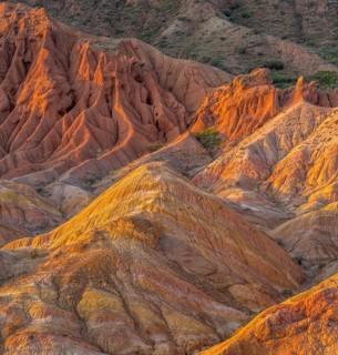 Red rocks, canyon of eroded sandstone formations, red and orange sandstone rocks, fairytale gorge,