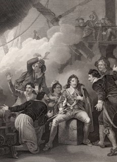 Edward Montagu, 1st Earl of Sandwich at the Battle of Solebay on 28 May 1672