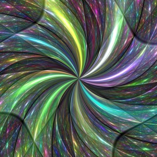 A vivid abstract image featuring a dynamic galaxy swirl with a spectrum of radiant colors, ideal