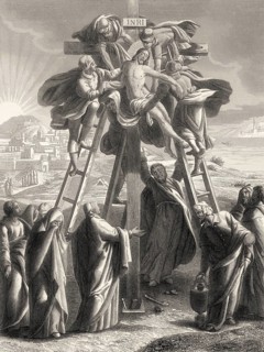 The body of Jesus is taken down from the cross by Joseph of Arimathea, New Testament, steel