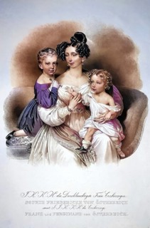 Sophie Friedericke of Austria with Franz and Ferdinand, Historical, digitally restored reproduction
