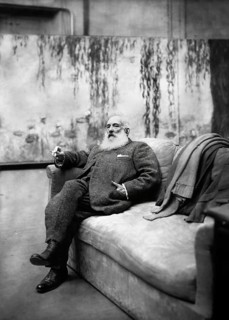 Portrait of Claude Monet, studio at Giverny, 1840 – 1926, French painter and founder of