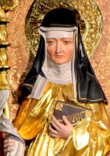 Figure of Hildegard of Bingen, Sibyl of the Rhine, 1098 – 1179, German Benedictine abbess and