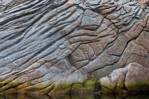 Bedrock structure on Phippsøya / Phipps Island in the Arctic Ocean in Sjuøyane, archipelago north