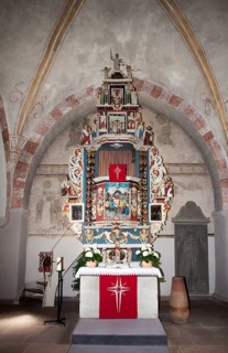 St. Michael Baroque pulpit altar, 1634, sacrament with 13 disciples, Kirchbrak, district of