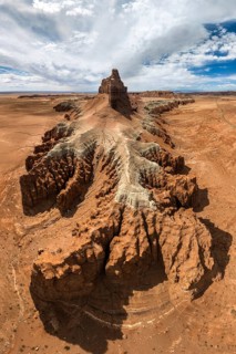 Captivating aerial view showcasing the intricate and barren landscapes of Goblin Valley State Park