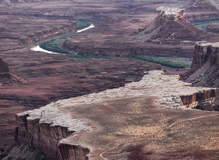 Aerial view of Canyonland national park striking landscape showcasing a winding river through