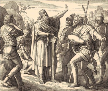 David pouring out the water, Old Testament, by Julius Schnorr von Carolsfeld