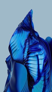 A mesmerizing piece of abstract art with fluid, blue forms creating a dynamic and futuristic