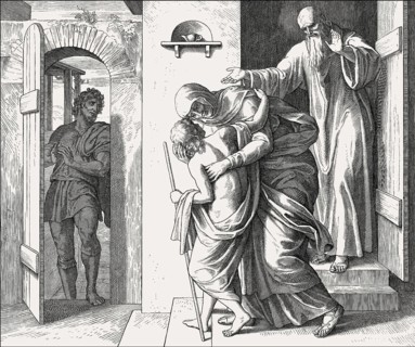 The raising of the son of the woman of Shunem, Old Testament, by Julius Schnorr von Carolsfeld
