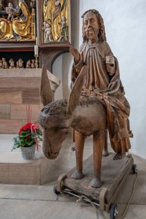 Historic palm tree in the town church of St John the Baptist and St Martin, Middle Franconia,