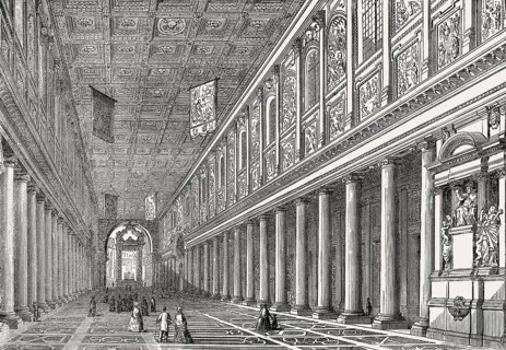Interior view, Basilica di Santa Maria Maggiore, Rome, Italy, 19th Century