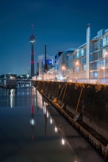 Rhine Tower by night, Düsseldorf, Germany