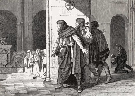 Henry the Fowler making a marriage proposal to Saint Matilda at Herford Abbey, 9th century