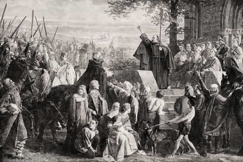 Pope preaching the Crusade, 11th Century