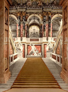 Staircase in the Museum of Art in Vienna, Austria, around 1890, Historic, digitally restored