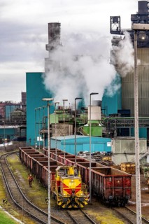 Hüttenwerke Krupp-Mannesmann, HKM in Duisburg, shunting tracks at the blast furnace steelworks,