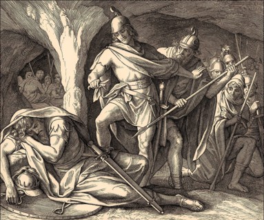 David Spares Saul's Life, Old Testament, by Julius Schnorr von Carolsfeld