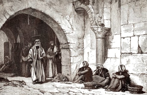 Eine Straße in Jerusalem, Israel, im Mittelalter