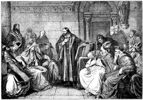 Historische Zeichnung, Jan Hus oder Johannes Huss, 1369 - 1415, ein christlicher Theologe, Prediger