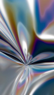 This mesmerizing 3D render features a dynamic swirl of metallic and pastel shades, forming an