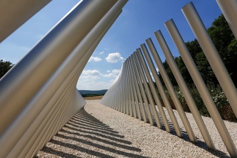 Art in public space, sculpture made of aluminum profile pipes by artist Martin Burchard, life's
