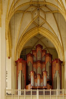 Organ on the west gallery, interior photograph of the Church of Our Lady, or Cathedral of Our Lady,