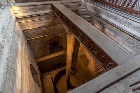 Cairo, Egypt. November 28th 2022 Egyptian Nilometer used to measure rise and fall of River Nile,