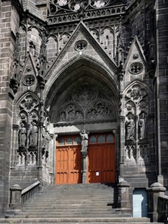 Clermont-Ferrand. The porch of the cathedral Notre-Dame-de-lAssomption. Puy de Dome department.