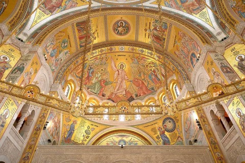 Church of Saint Sava or Temple of Saint Sava orthodox church, Interior, Belgrade, Serbia
