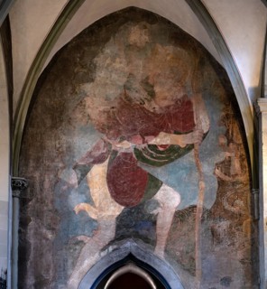 Interior view, depiction of St Christopher, north transept, Cathedral of Our Lady, Constance,