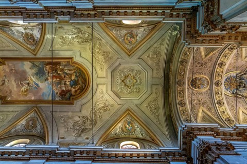 Ceiling painting of Saint-Jean-Baptiste church in Bastia, Corsica, France