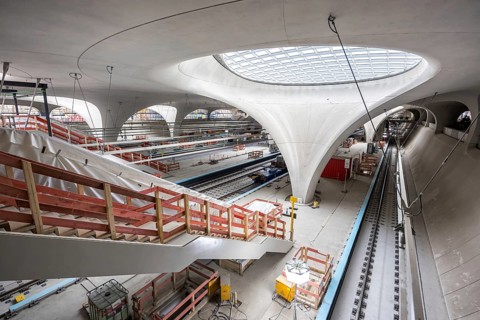 Light eye at Stuttgart station 21 tunnel construction site new main station in Stuttgart, Germany