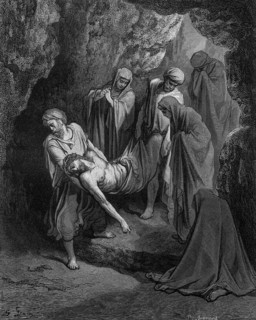 The entombment, Jesus is placed in the grave, John chapter 19, verse 41, garden, burial, rock,