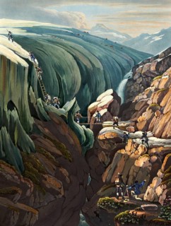 View from hell near the Vogelberg and the Rheinwald glacier, Graubünden, Switzerland, view from