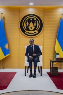 Paul Kagame, President of Rwanda, photographed during a joint meeting with Annalena Bärbock (not