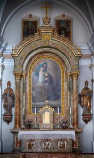 Interior view of the main altar, St. Anthony's Church, Ortisei, Val Gardena, South Tyrol, Italy