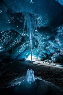 Glacier cave, ice cave, Morteratsch Glacier, Engadin, Grisons, Switzerland