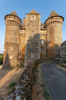 Bousquet castle from the 14th century, classified as a historical monument. Montpeyroux, Aveyron,