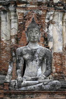 Buddha statue in Wat Mahathat Ayutthaya, Temple of the Great and Holy Relic, Ayutthaya, Ayutthaya