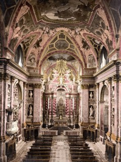 Interior view of Santa Maria di Nazareth, a Roman Catholic Carmelite church. It is also called