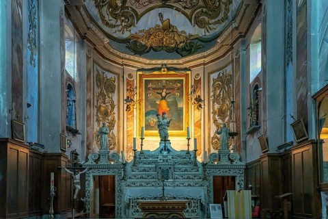 Altar of the church Ste-Julie in Nonza, Cap Corse, Corsica, France