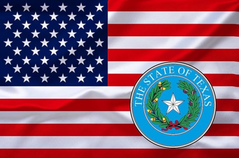 The flag of the USA with the coat of arms of Texas, Studio