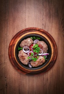 Fried apkhazura, cutlet in a fat grid, spicy, Georgian dish, fried on ketsi, homemade, no people