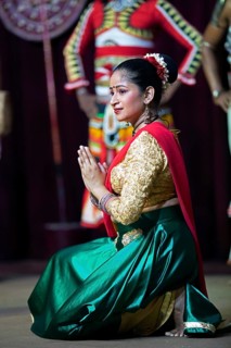 Sri Lankan dancer performing a traditional dance, Young Men's Buddhist Association, Kandy, Central