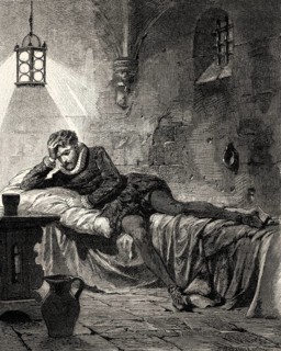 ACT V., SCENE II., Egmont in prison, scene from EGMONT by Johann Wolfgang von Goethe