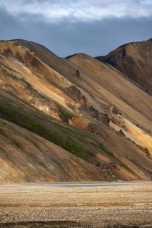 Rhyolite mountains, volcanic landscape, colourful erosion landscape with mountains,