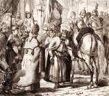 Pope Saint Nicholas I together with Louis II the Younger, King of Italy and Holy Roman Emperor